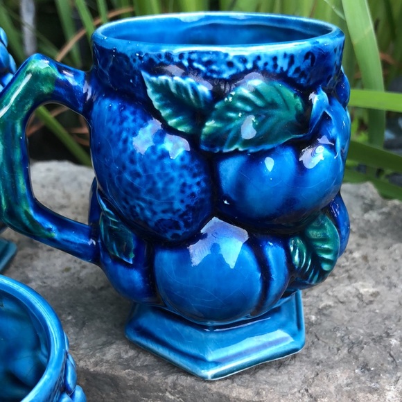 Vintage Mood Indigo Blue Inarco Mugs-Set of 6-EUC-Ceramic-Made in Japan-1960’s - Picture 5 of 15